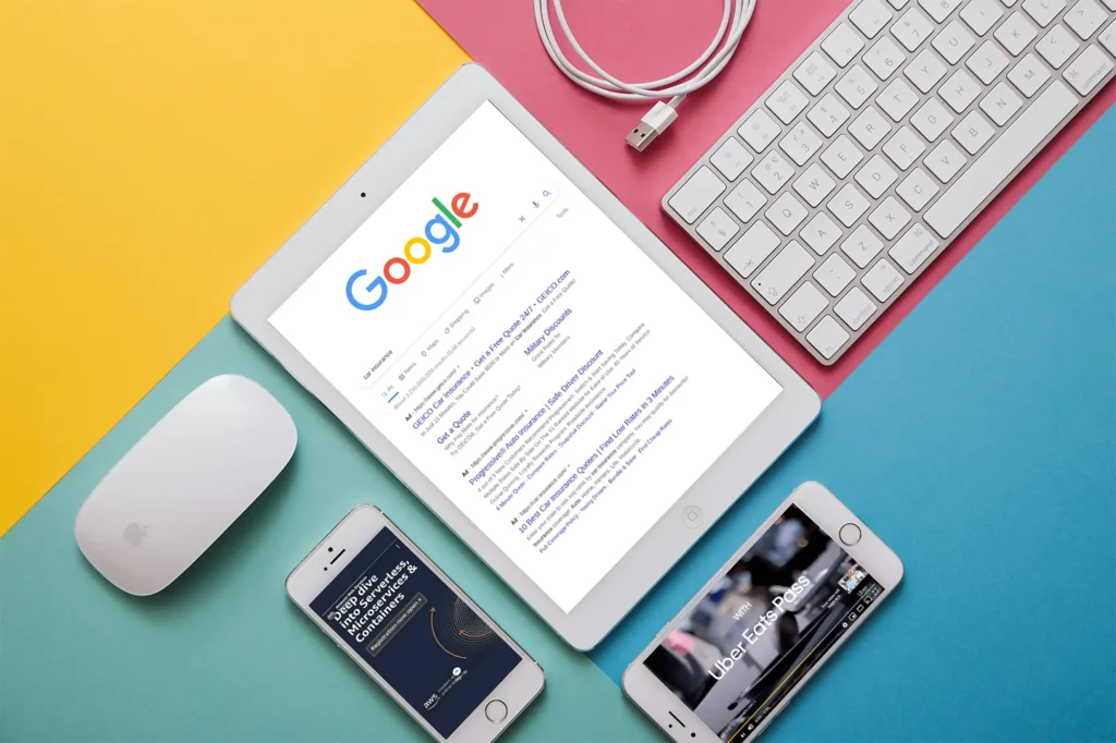 Google open on tablet montage