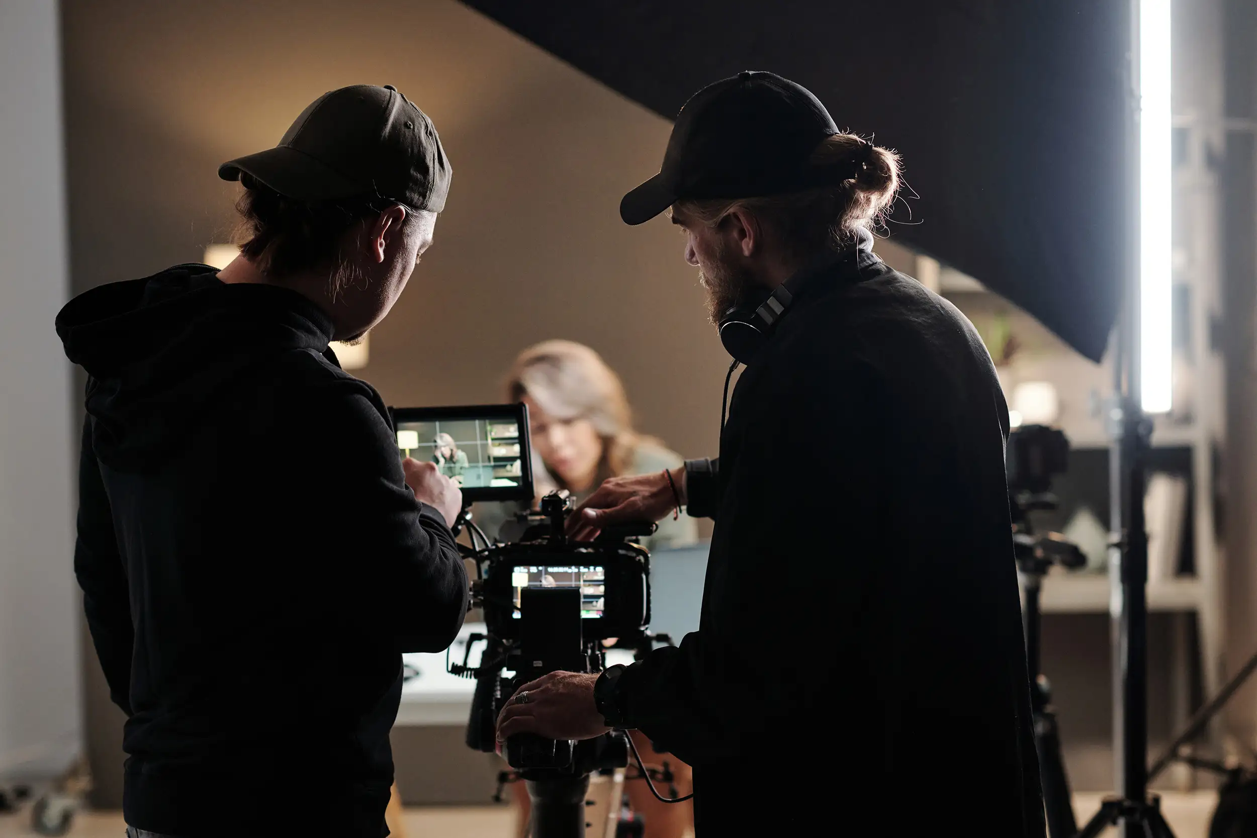on set of a video shoot