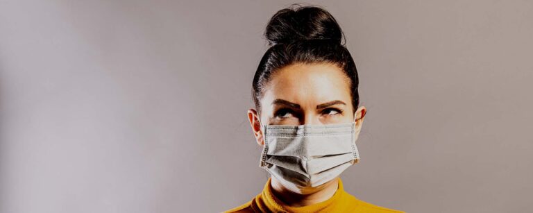 woman in N-95 mask