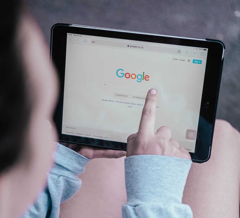 looking up google on a tablet