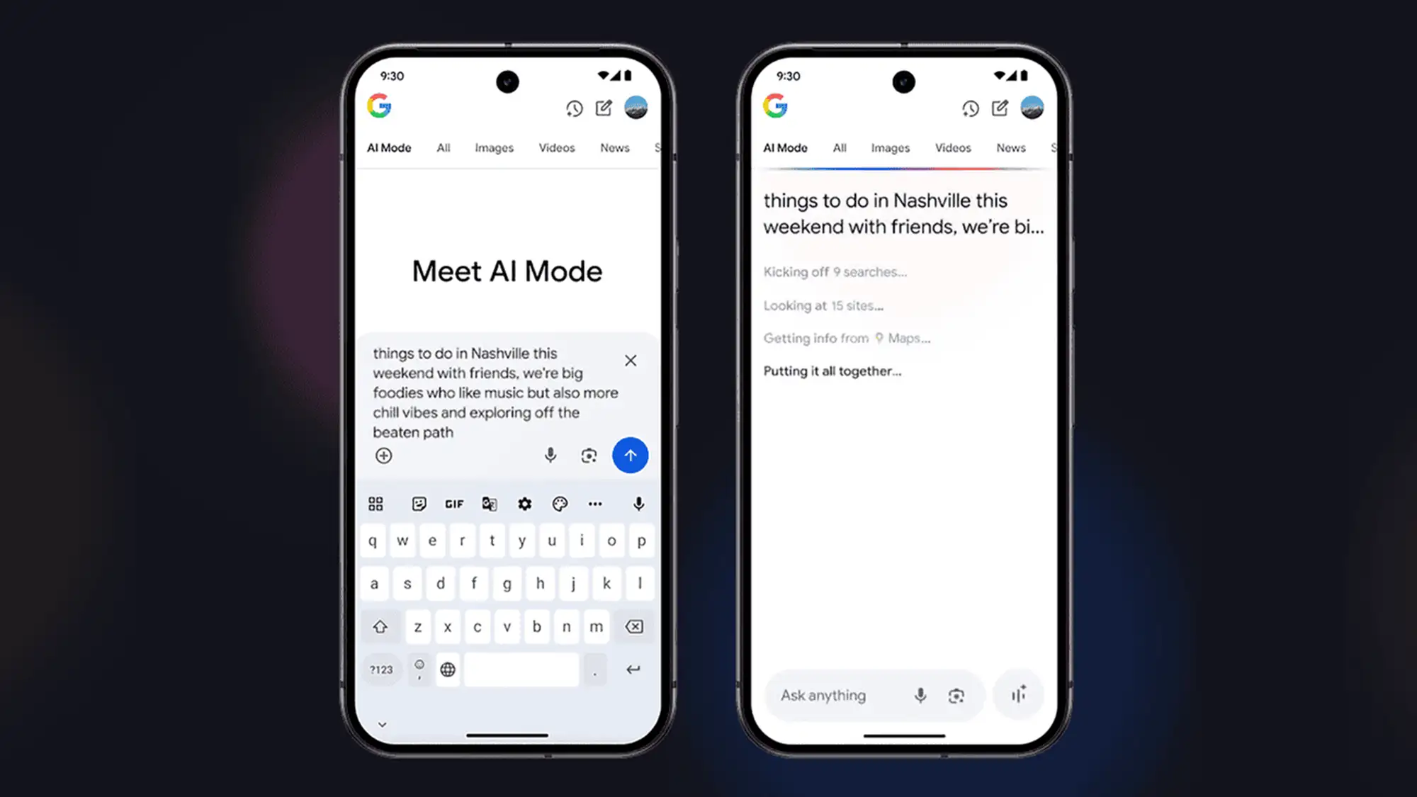 Google AI Mode phones