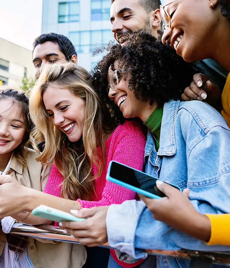 group of people on their phones