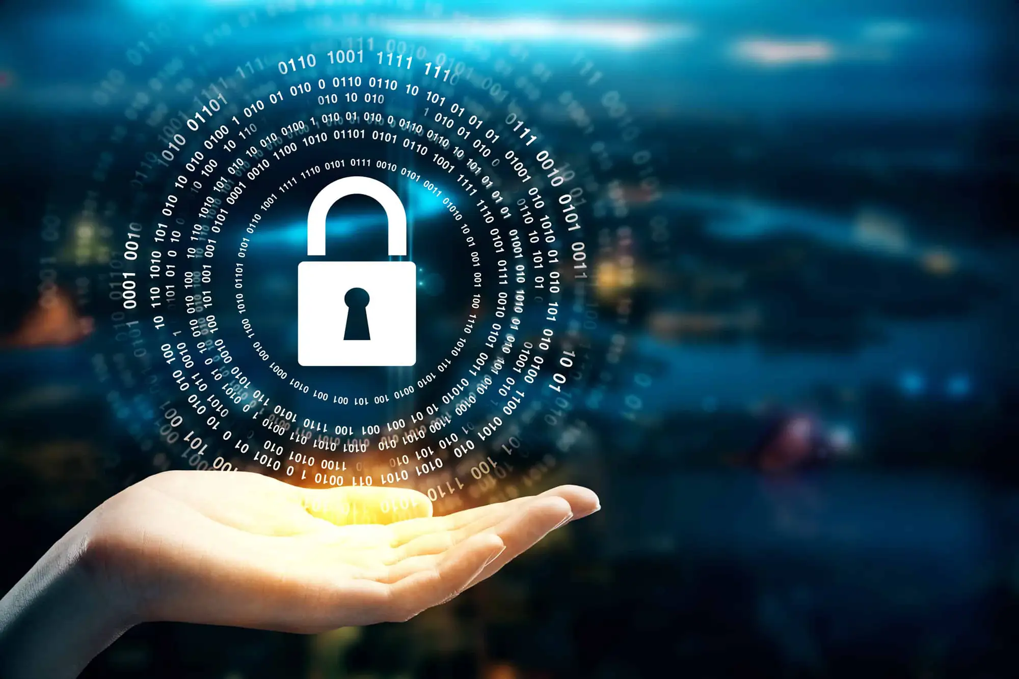 image of hand holding a lock