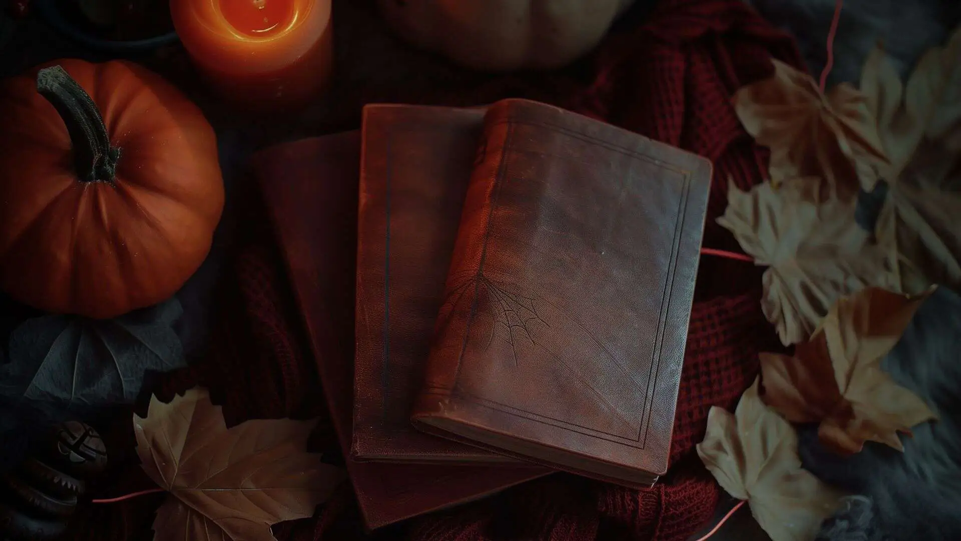 halloween books and pumpkins