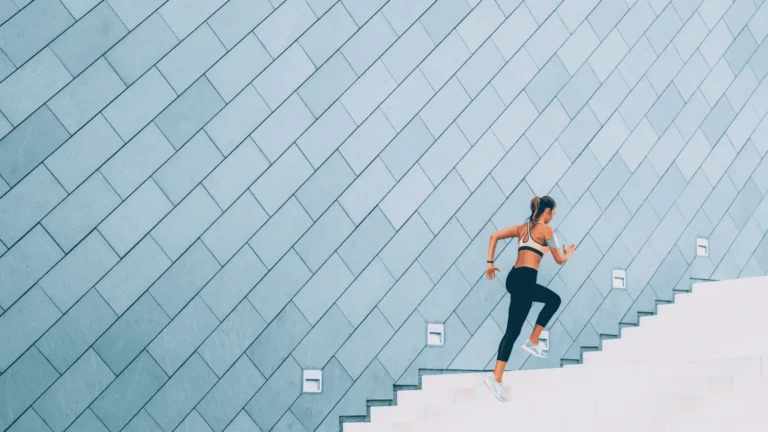 runner running up stairs