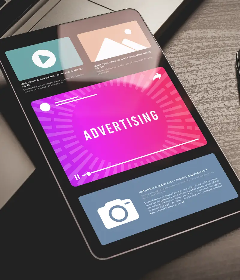 advertising on a tablet