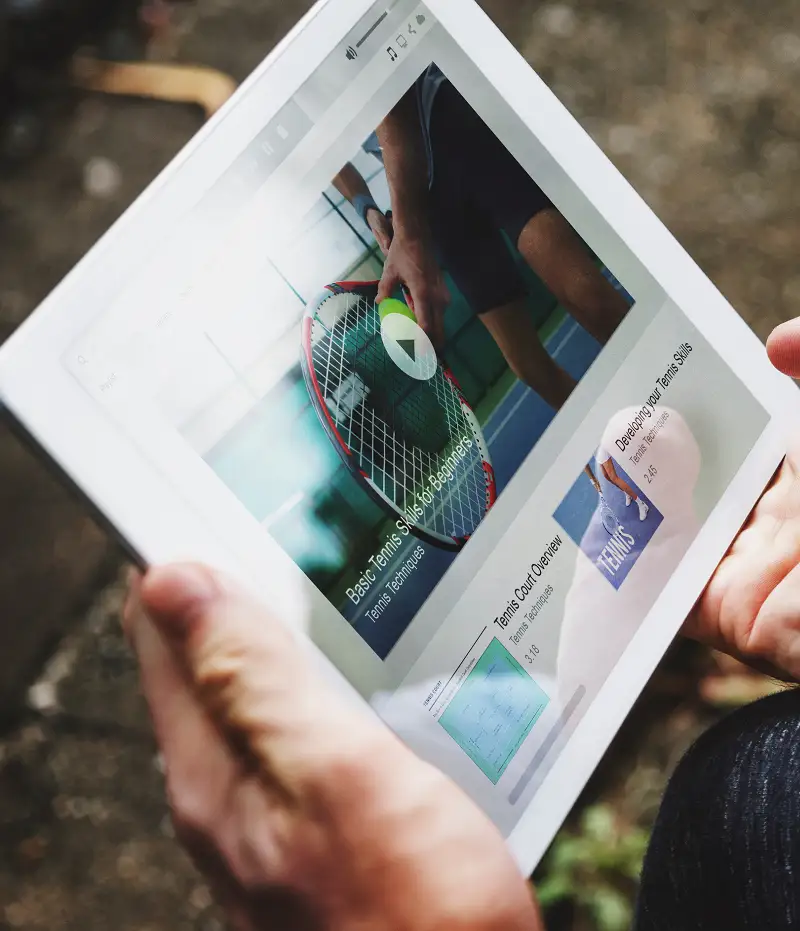 tutorial video on a tablet