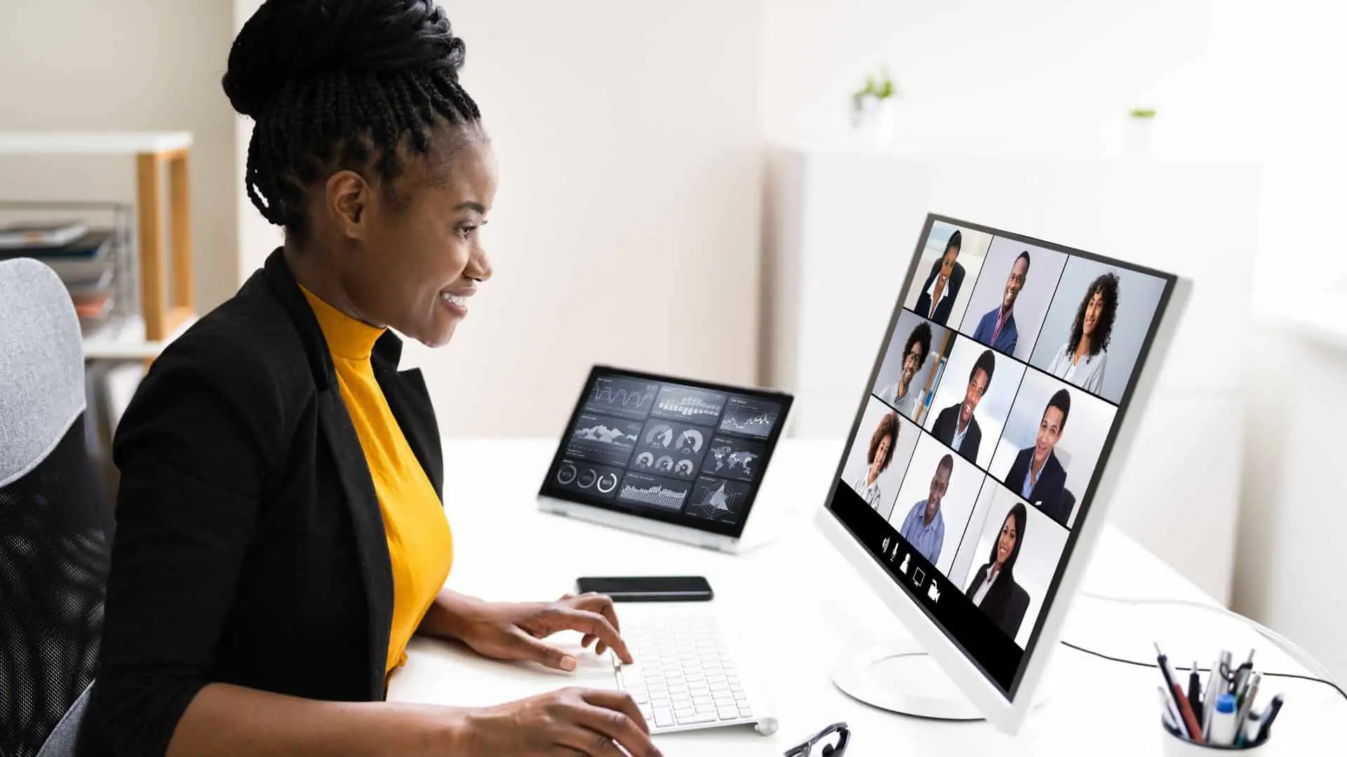 woman on video call