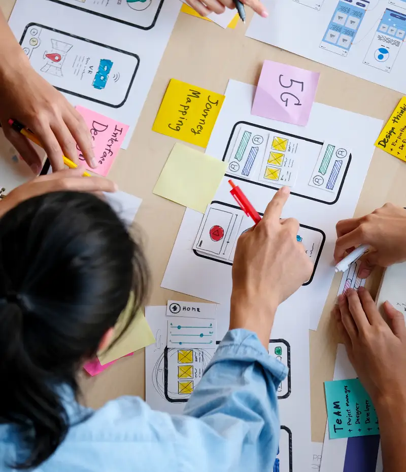 creative team working on designs