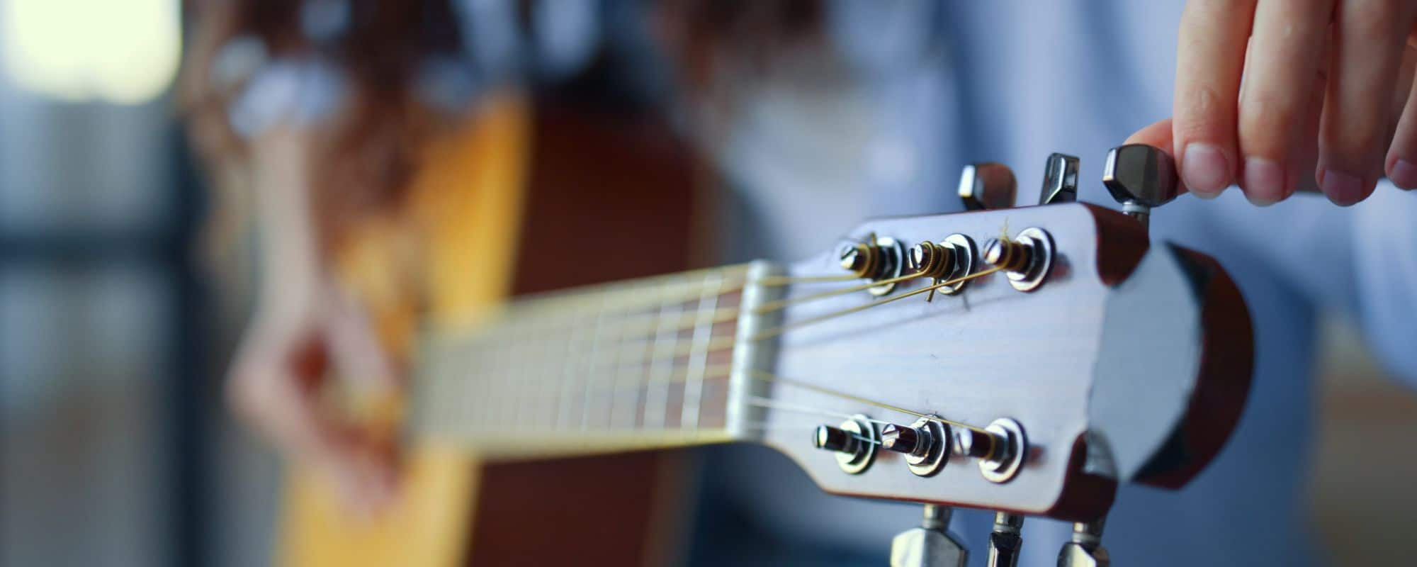 tuning a guitar